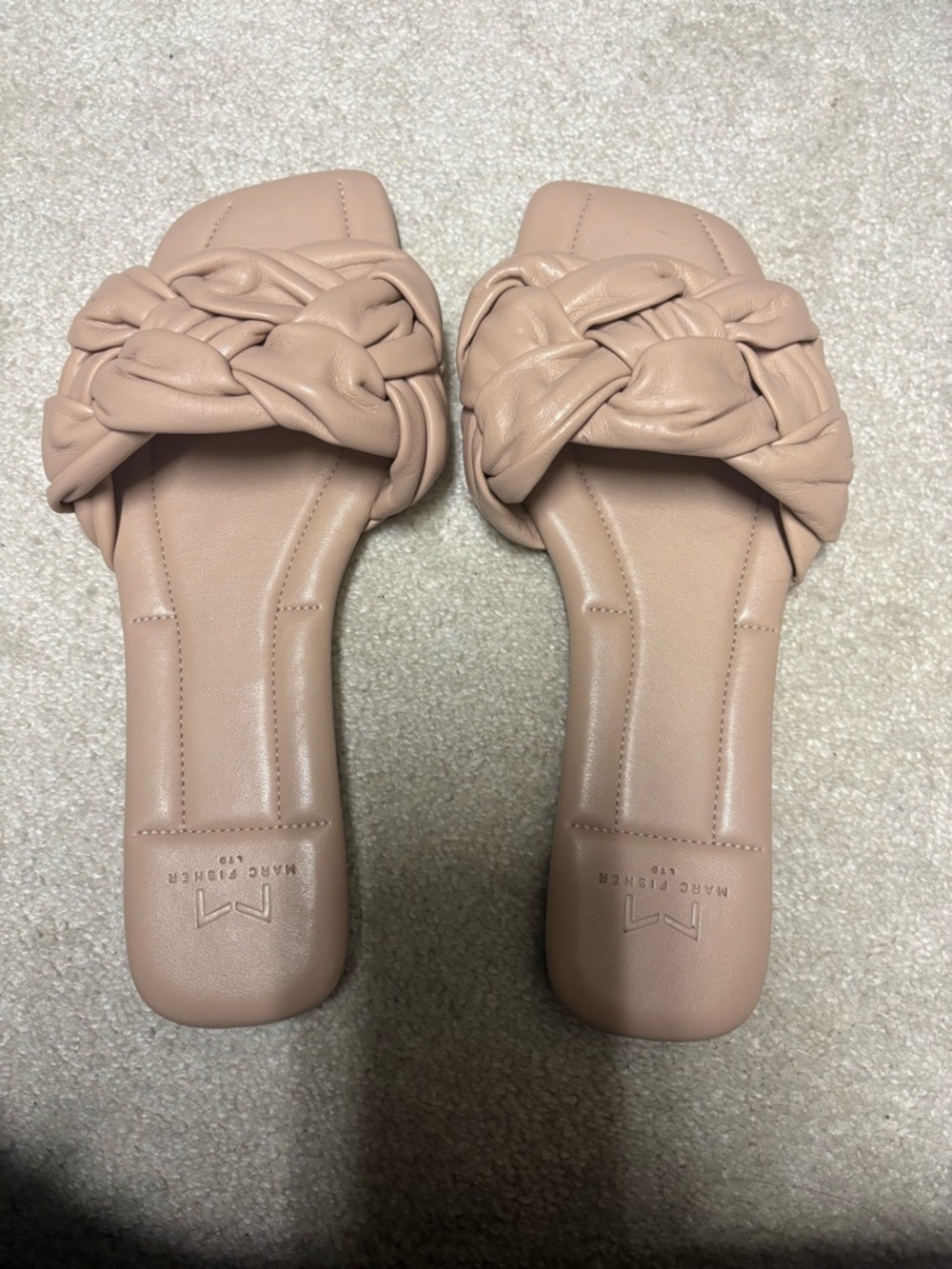 Marc Fisher beige Blush Braided Slide Sandals